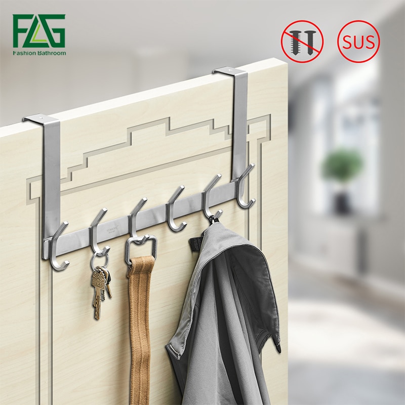 FLG Moderne Stijl Nikkel Geborsteld Kleding Haak Slaapkamer Rugzak Haak Roestvrij Staal Handdoek Deur Haak Slaapkamer Hardware Accessoires