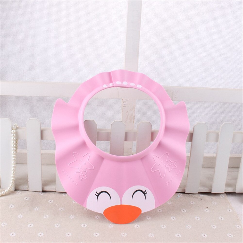 Baby tegneserie badehætte solid shampoo badehat justerbar hat småbørn børn vaske hår beskytter beskytter babypleje