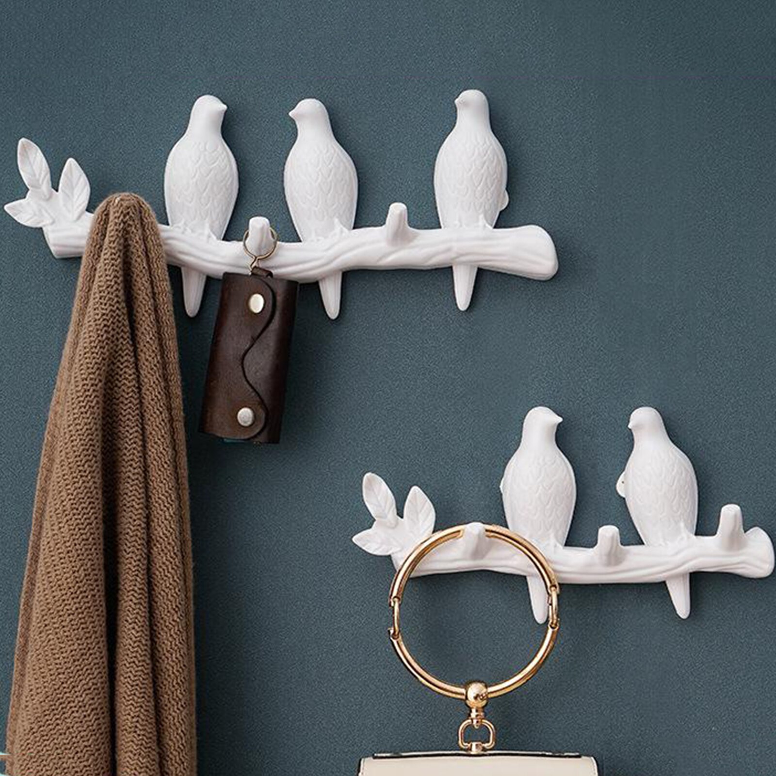 Creatieve Vogels Muur Gemonteerde Art Hanger Cap Holder Opslag Home Decor Parel 3 Vogel