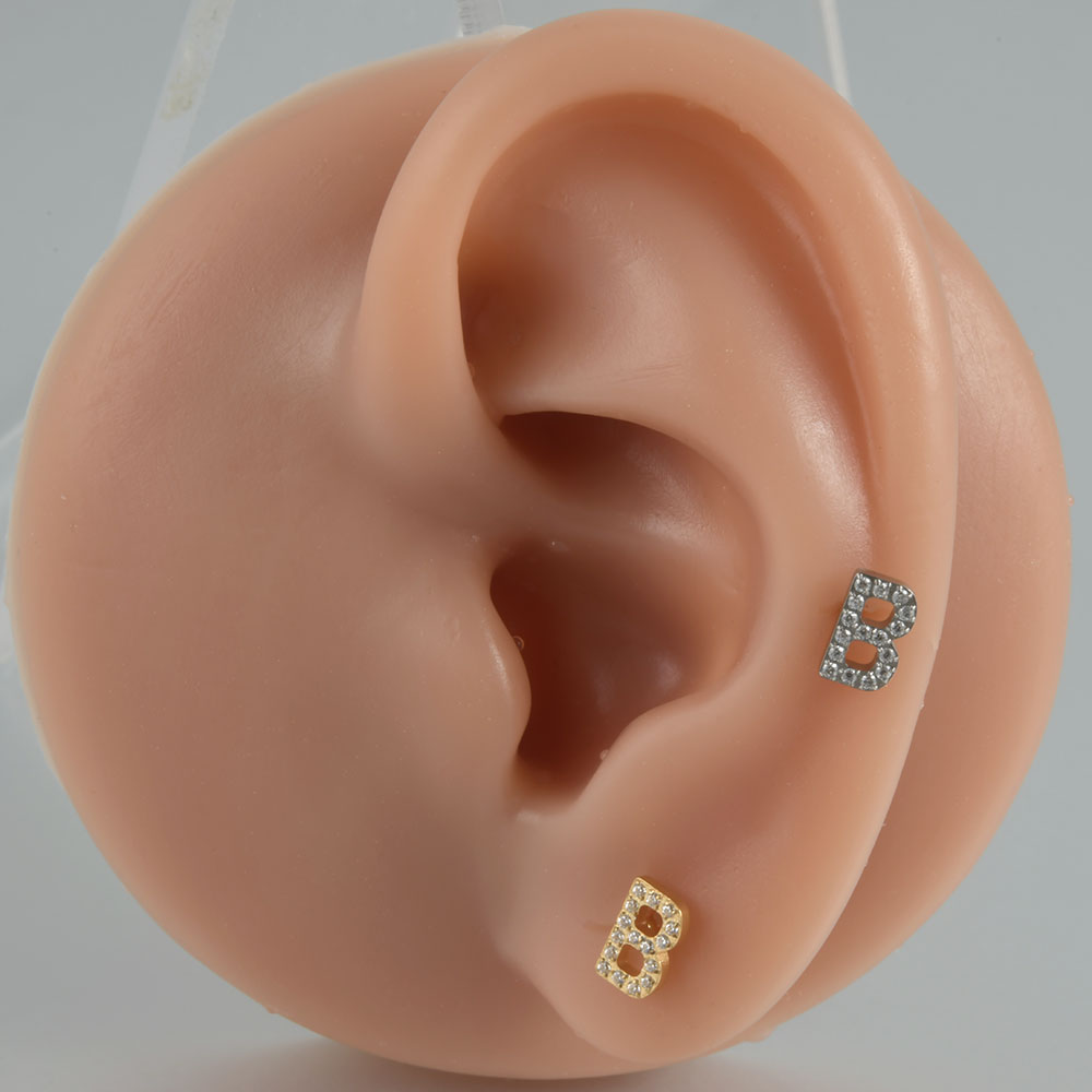 1 pendiente ASTM F136 de circonita de titanio con parte posterior plana, 12 estilos, pendientes de , lóbulo, hélice, cartílago del trago, joyería para Piercing, 1,2x8mm