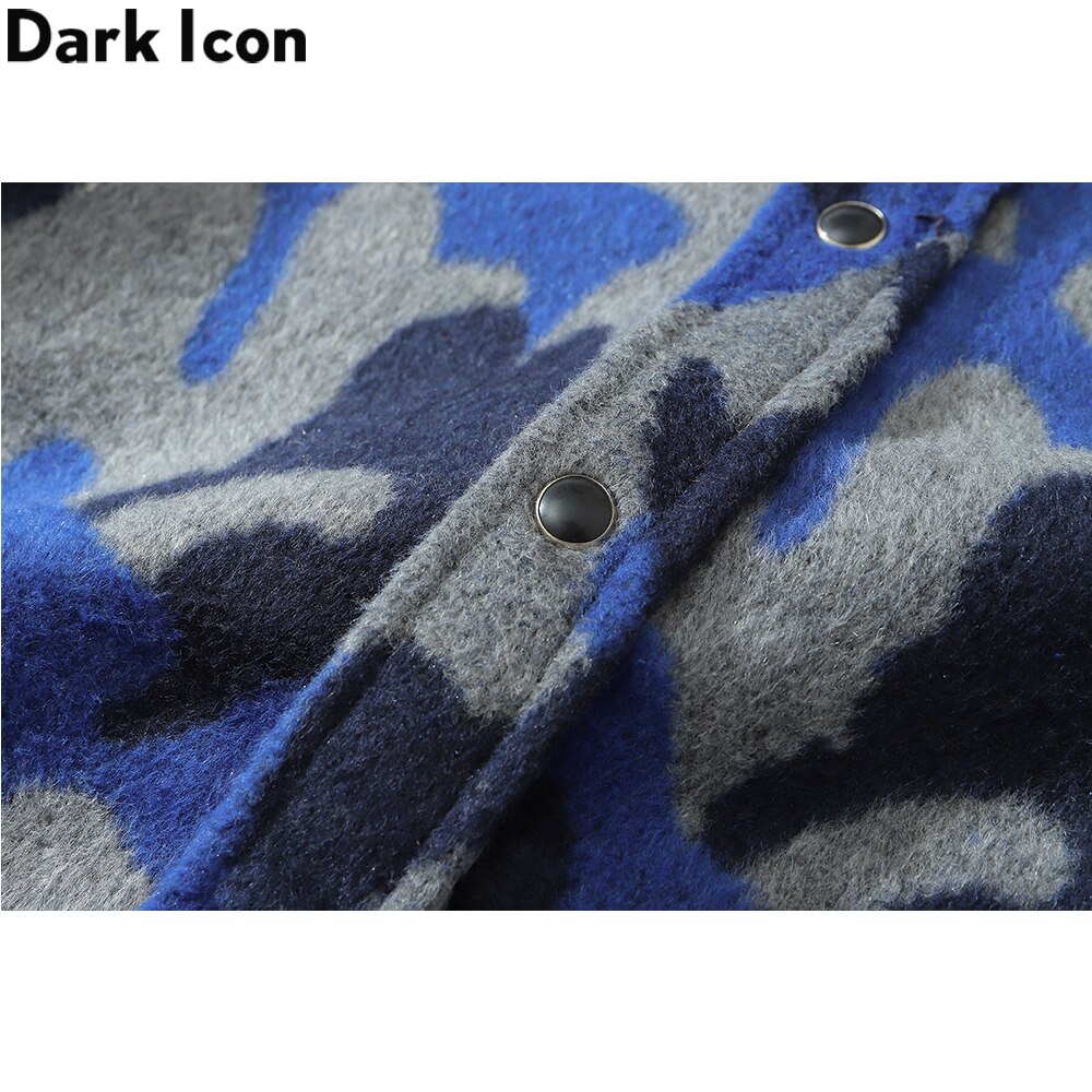 Mørkt ikon camouflage skjorte jakke mænd kvinder turn-down krave vintage herre jakke streetwear tøj