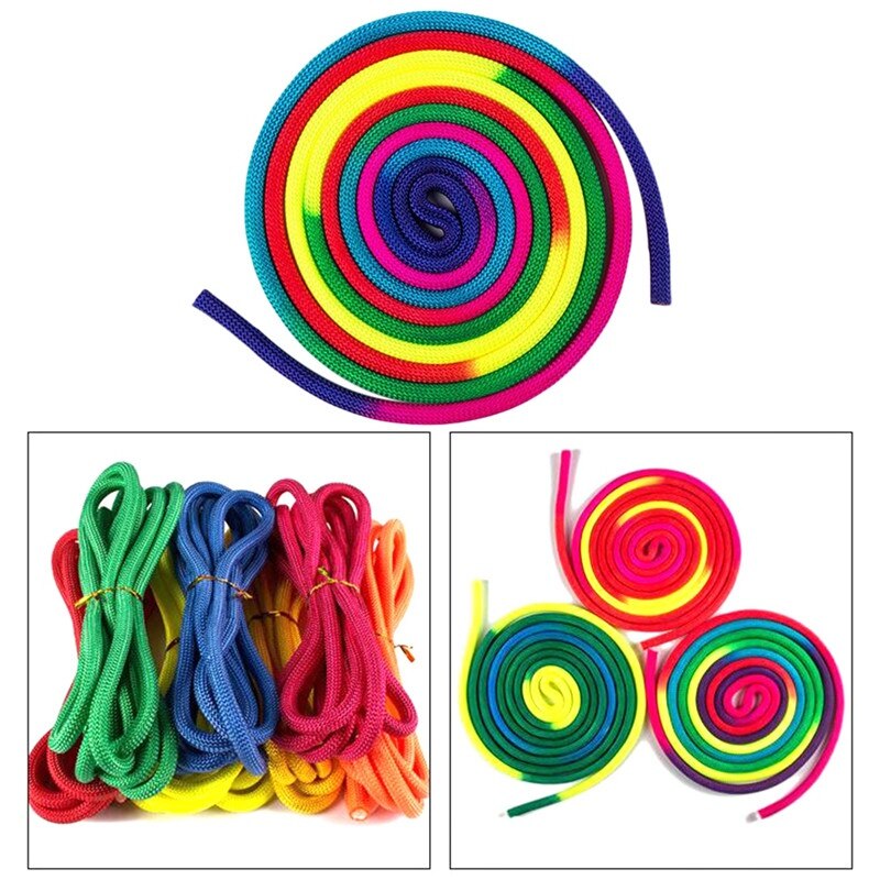 Esporte ginásio arco-íris cor corda de ginástica rítmica sólida competição artes formação corda ginástica rope2