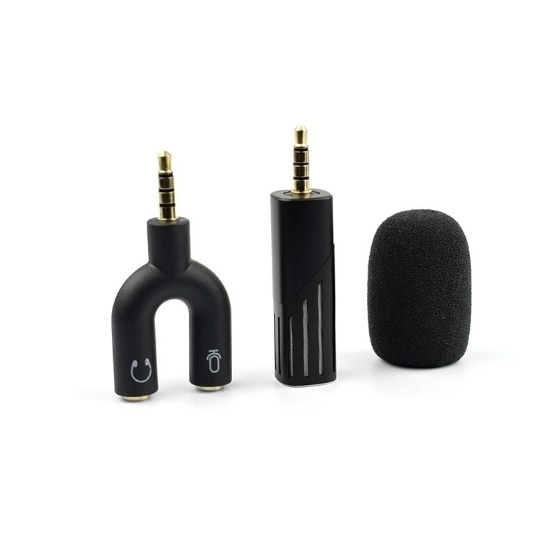 FELYBY Draadloze mini condensator microfoon voor mobiele telefoon opnemen video karaoke draagbare mic: black