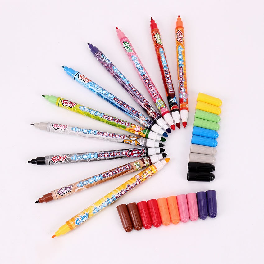 10PCS Kinderen Kan Worden Wassen Kleurpotloden Mode Dubbele Hoofd Kunstenaar Tekening Pen Kid Aquarel Pen School Schilderen Briefpapier