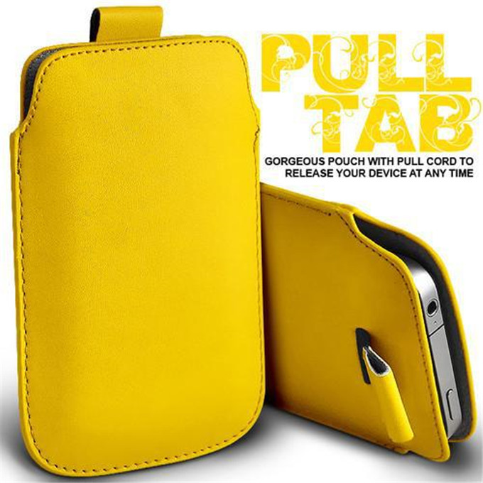 Voor Iphone 4 4S 4G Case Universal Pull Tab Pu Leather Sleeve Pouch Tassen Telefoon Gevallen Voor IPhone4 fundas Tas Voor IPhone4S Coque: Geel