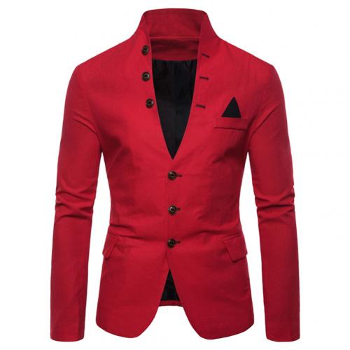 Hommes sl-im convient Social Blazer printemps automne solide robe de mariée veste hommes décontractée affaires mâle costume veste Blazer doux: Rouge / M