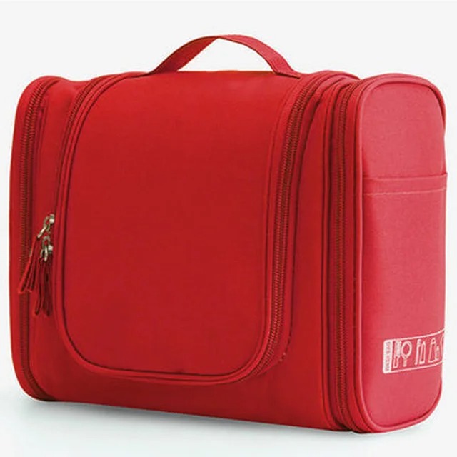 Travel Bag Portable Cosmetic Makeup Bags Toiletry Hanging zip Organizer Storage Case Pouch Traveling double open wash Bag pack: Red