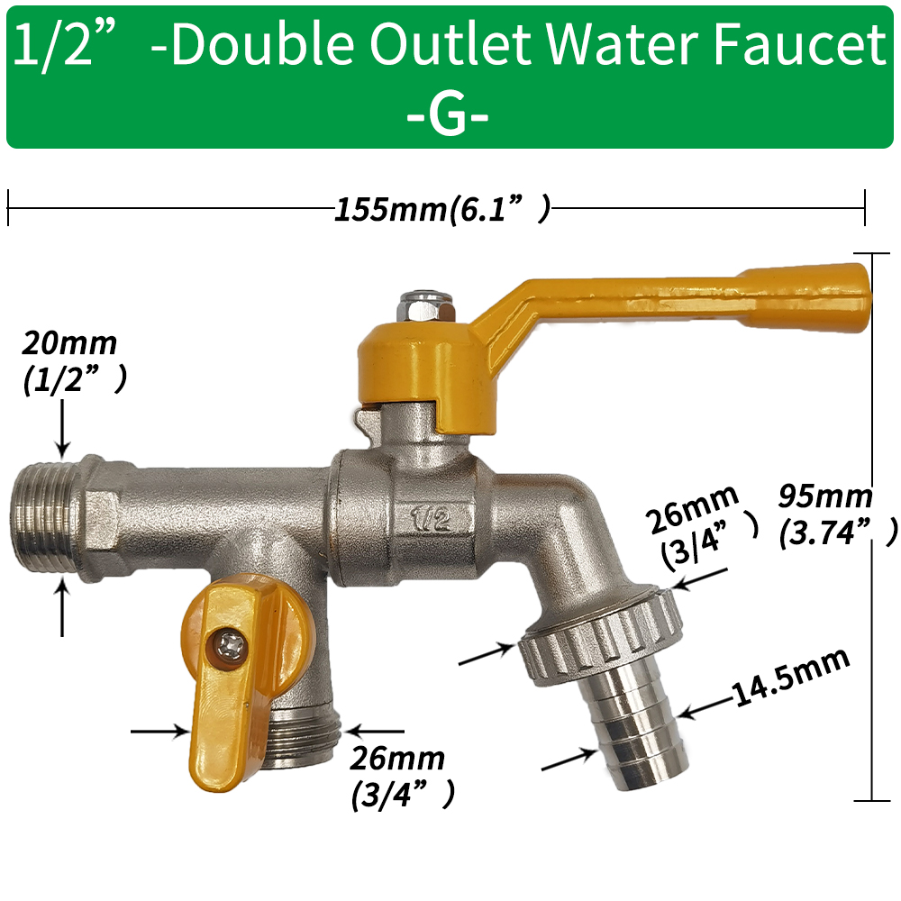 Gartenschlauch Wasserhahn Adapter 1/2'' IBC Wassertank Anschluss 2-Wege 1-Wege Bewässerung Durcheinander Wasserhahn gemeinsam Ersatz passend zu Kugelhahn: Blau