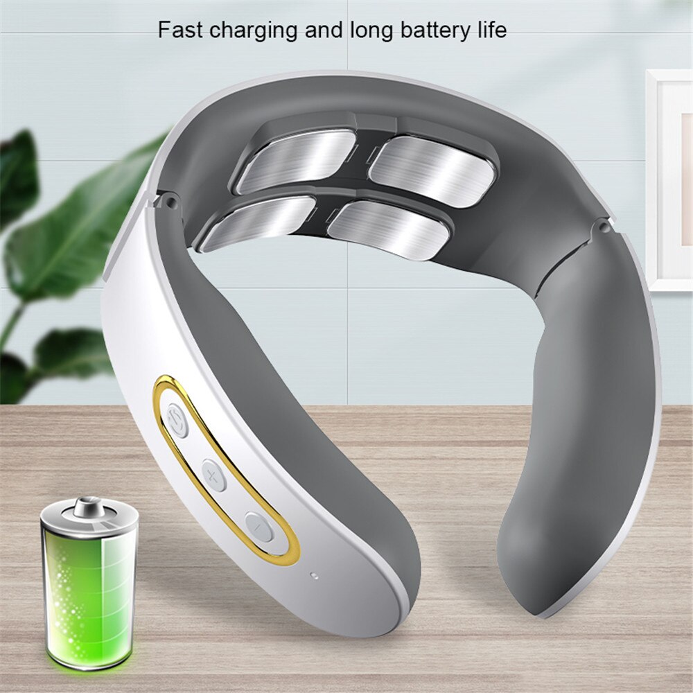 Newest Electric Neck and Shoulder Pulse Massager Kneading TENS Wireless Heat Cervical Vertebra Relax Pain Relief Massage Machine