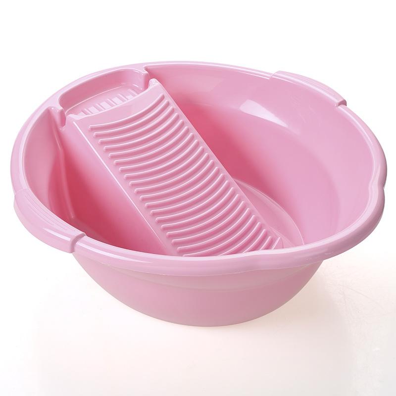 Stor plastik håndvask med skum kost praktisk fortykkelse baby undertøj vasketøjsbalje bekvemt hjem forsyninger: Lyserød