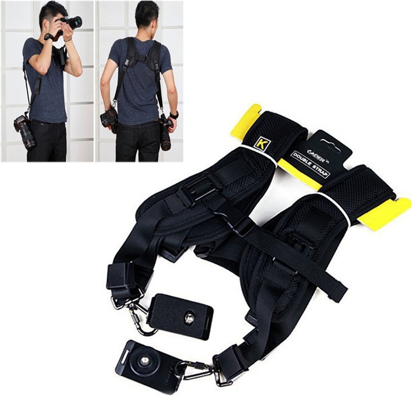 Zwarte Professionele Rapid Camera Dubbele Schouder Sling Strap Voor SLR DSLR Voor Canon Nikon Sony Camera