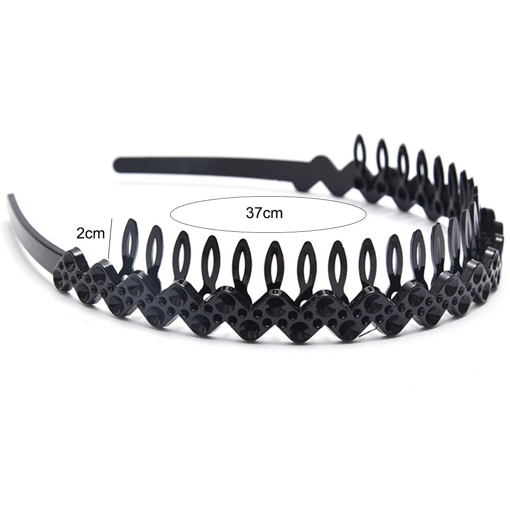 Serre-tête élastique en métal dur, 1 pièce, noir uni, extensible, fin, serre-tête, fermoir, peigne, couronne de dents: 1