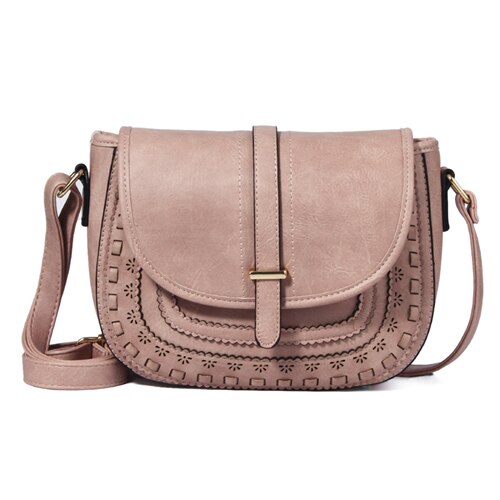 Annmouler Vintage Schoudertas Pu Lederen Crossbody 6 Kleuren Messenger Bag Dames Handtas Hollow-Out Kleine Tas Purse Tote: pink