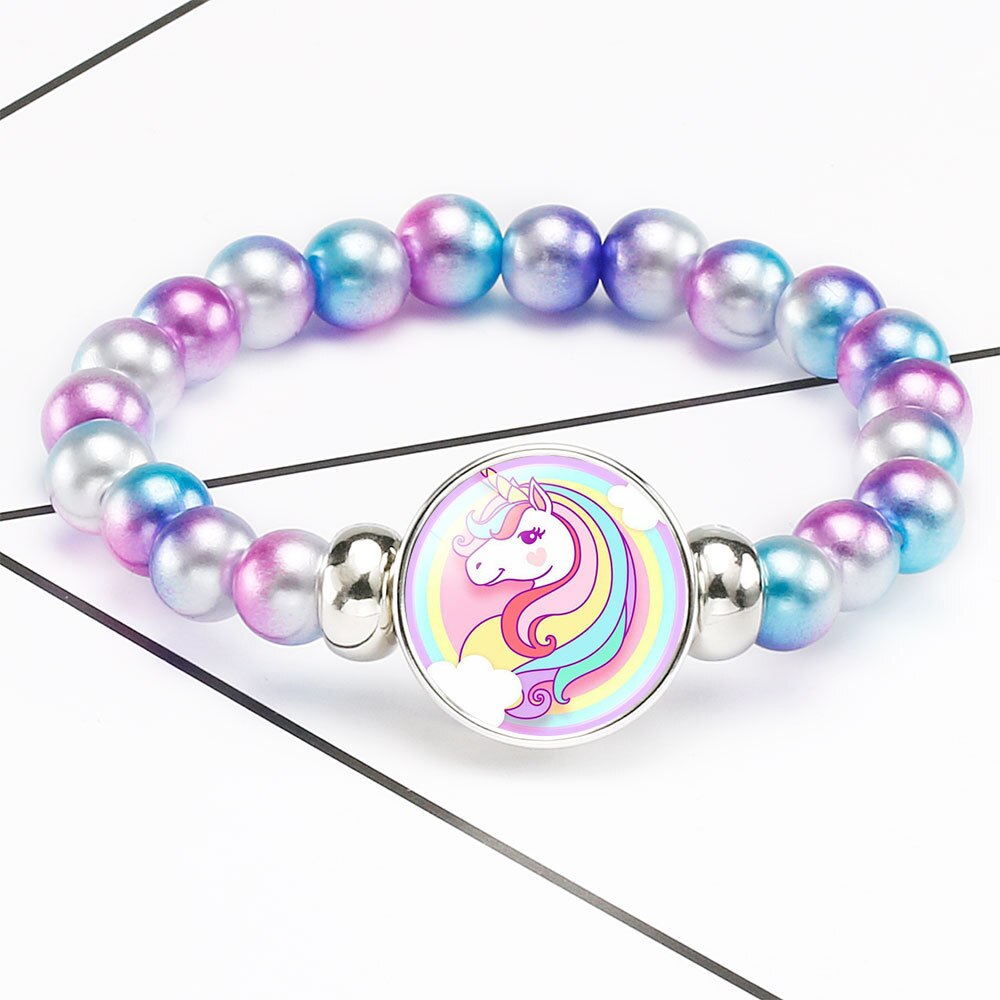 Cute Unicorns Beads Bracelets Bangles For Children Brand Jewelry Children Bracelet And Bangles Cartoon Women Accessories Girls B: 712