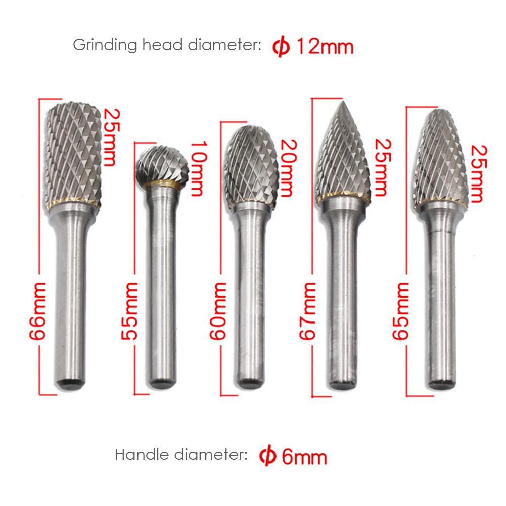 5pcs Rotary File Cylindrical Head Tungsten Carbide Rotary File Woodworking Polishing Head 98*80*20mm