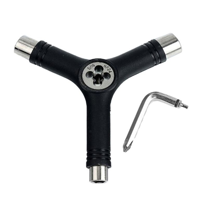 Universal tudo-em-um rolo skate chave reparação ferramenta forma y acessório multifuncional portátil com l tipo chave: Black