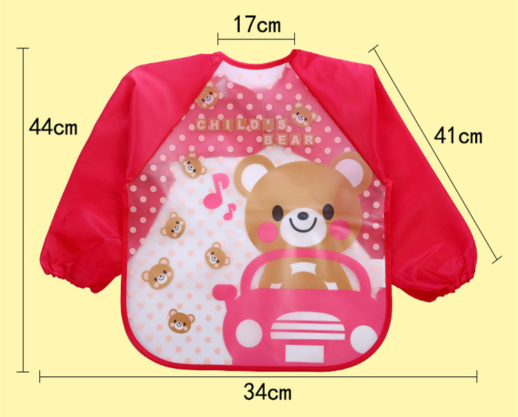 Leuke Cartoon Slabbers Lange Mouw Art Schort Dier Kiel Kinderen Bib Burp Kleding Zachte Voeden Eet Peuter Waterdichte Baberos