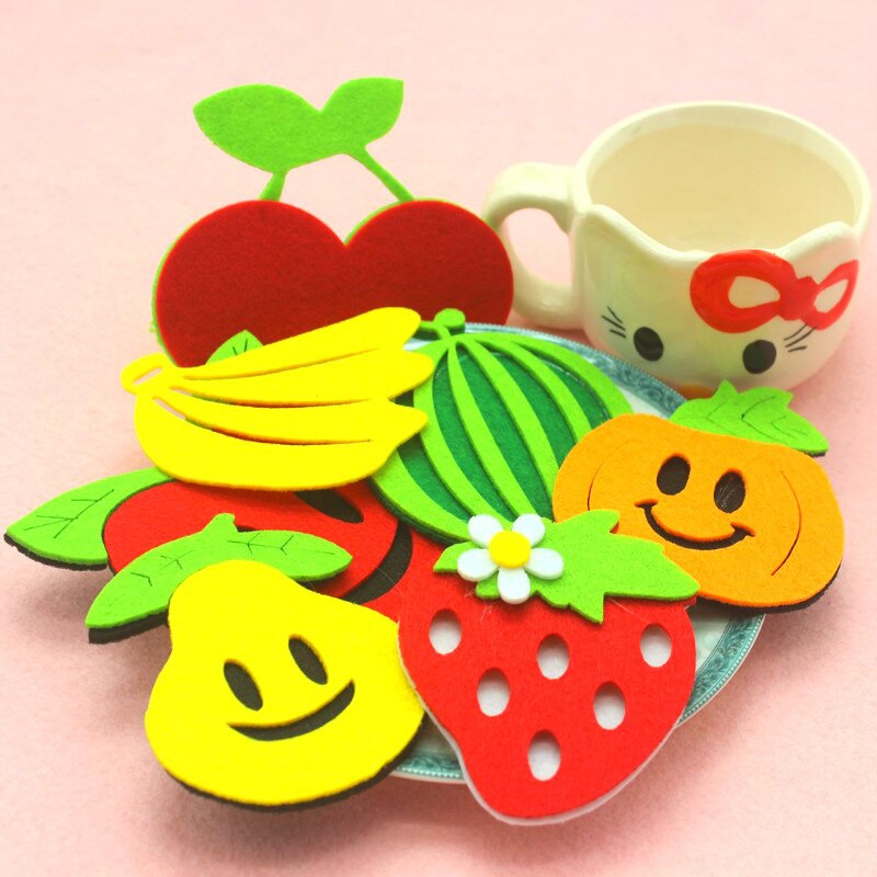 3pcs Furit Mixed Felt Craft Non Woven Patch Applique DIY Felt Pad Kindergarten Decoration Wall Sticker