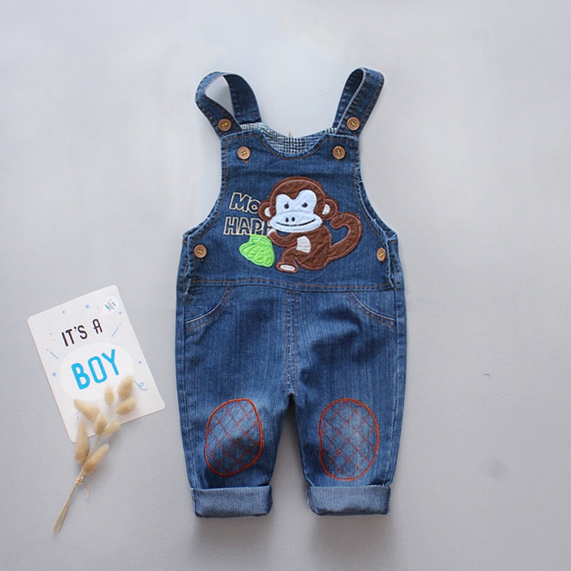 Ienens moda clássico crianças calças de brim macacão da criança do bebê meninas denim calças compridas infantil meninos dungarees roupas 1-3y