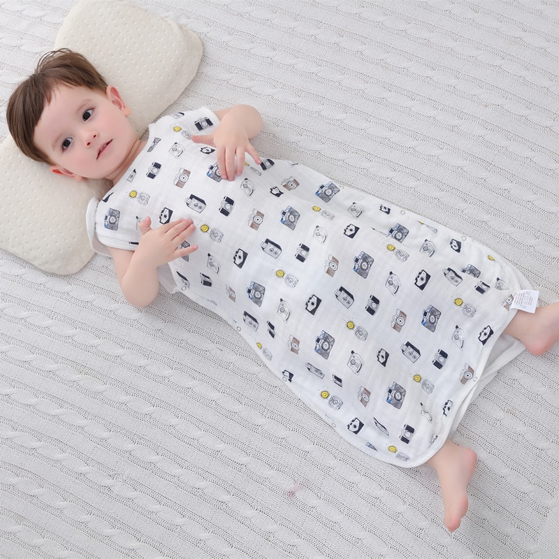 4 Layers Muslin Baby Sleeping Bag For Baby Girl Boy 70% Bamboo Summer Cotton Swaddle Breathable Soft Sleepsack recien nacido