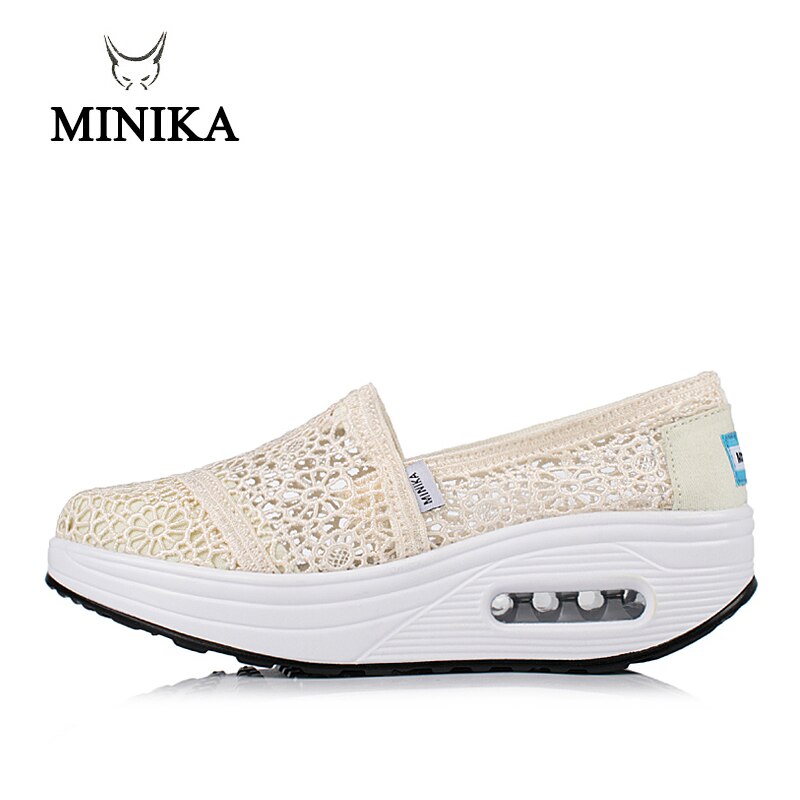 Summer Hollow Out Women's Fitness Shoes Platforms Slip On Breathable Mesh Cushioning Travel Walking Toning Shoes Wedges