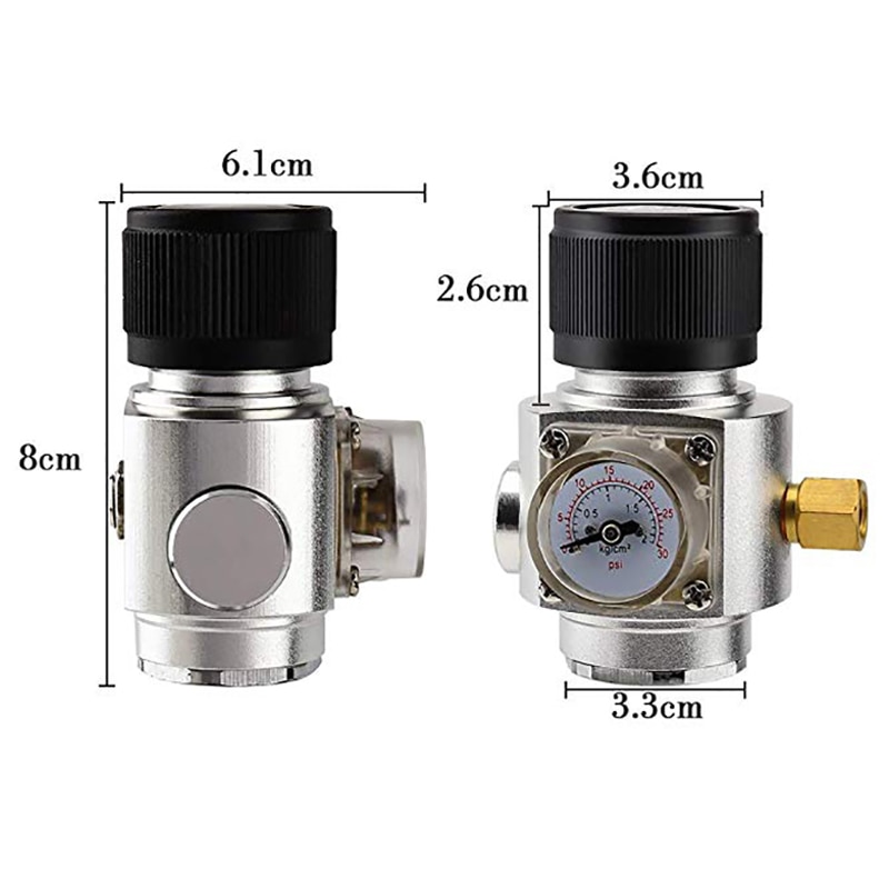 0-30 PSI Co2 Charger,Home Brew Mini Co2 Charger with 3/8 '' Thread for Mini Keg Growler Use, Bar Accessories