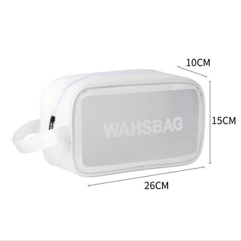 Borsa da viaggio per donna PU borsa da toilette organizza borsa cosmetica in PVC impermeabile borsa per trucco trasparente portatile borsa per lavaggio femminile: M 26x16cm