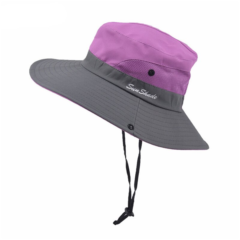Cappello di pesca Del Sole Protezione UV UPF 50 + Cappello Del Sole Della Benna di Estate Delle Donne Degli Uomini di Grandi Dimensioni A Tesa Larga Bob Escursioni All'aperto cappello con Tracolla A Catena