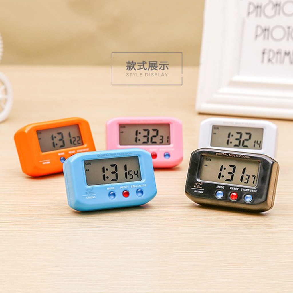 Battery Mini Small Clock Large LCD Display Screen Desktop Table Car Dashbaord Clock