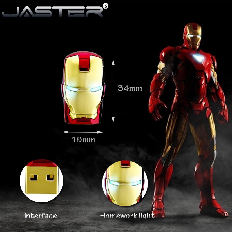 JASTER Grande capacità Iron man pendrive Metallo impermeabile pen drive 16gb 32gb 64gb usb stick usb flash U disk regalo cle usb