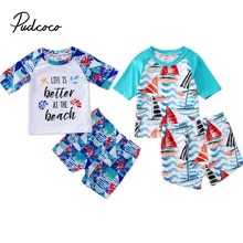 Pudcoco Zomer Jongen Baby Badmode 2 STUKS Set Zwemmen Pak Baby Peuter Badmode Kinderen Strand Baden Kleding