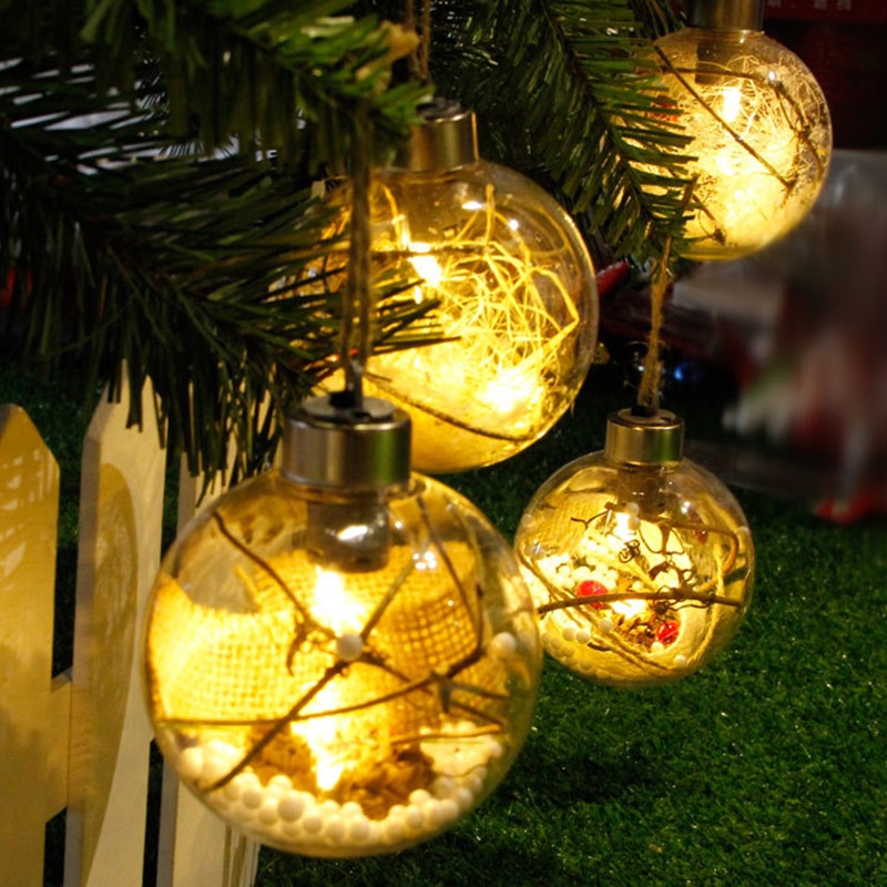 Kerst LED Verlichting Transparante Glitter Glas Gadgets Kerst Glas Ballen Kerstboom Decor Straat Bars KTV Decor