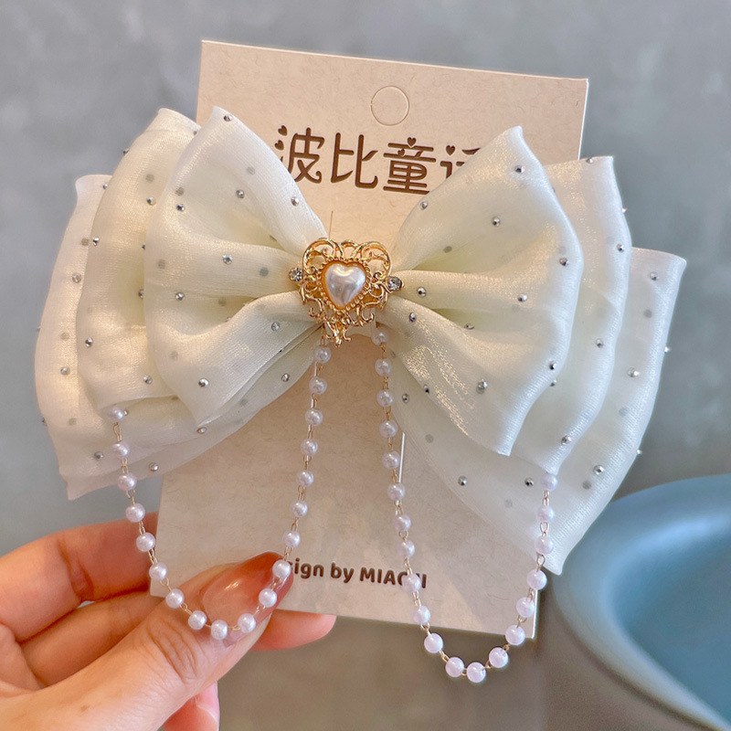 Prinses Rode Strik Meisje Haaraccessoires Schattig Parel Hoofd Haarspeld Meisje Roze Blauw Schattig Haarspeld Feest