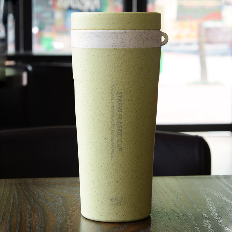 Vattenkoppar dubbla lager kaffe te 300ml plast studentkopp tekoppar vetehalm hälsosam tätad mot läckor: Nordisk grön