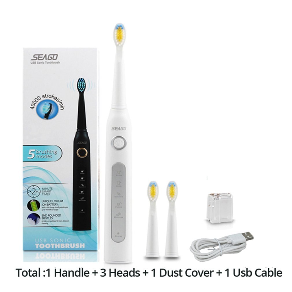 Sonische Elektrische Tandenborstel 3 Vervangbare Opzetborstels Voor Volwassen Usb Oplaadbare Power Tandenborstel Draagbare Elektrische Borstel