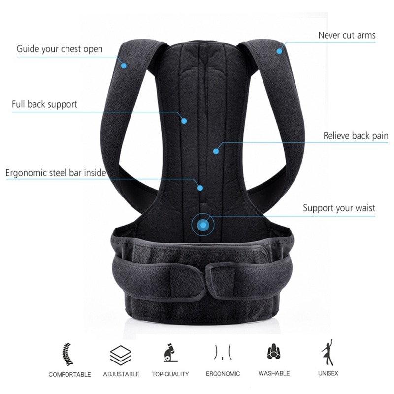 *Unisex Rugorthese Rugleuning Uit Een Stuk Steun Riem Houding Korset Heren Gezondheidszorg Corrector De Postura Back Support