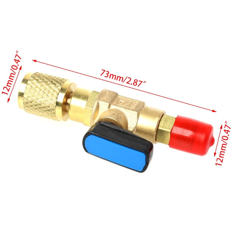 1pc 1/4" Male to 1/4" Female SAE Straight Ball Valve AC Charging For R22 Refrigerant