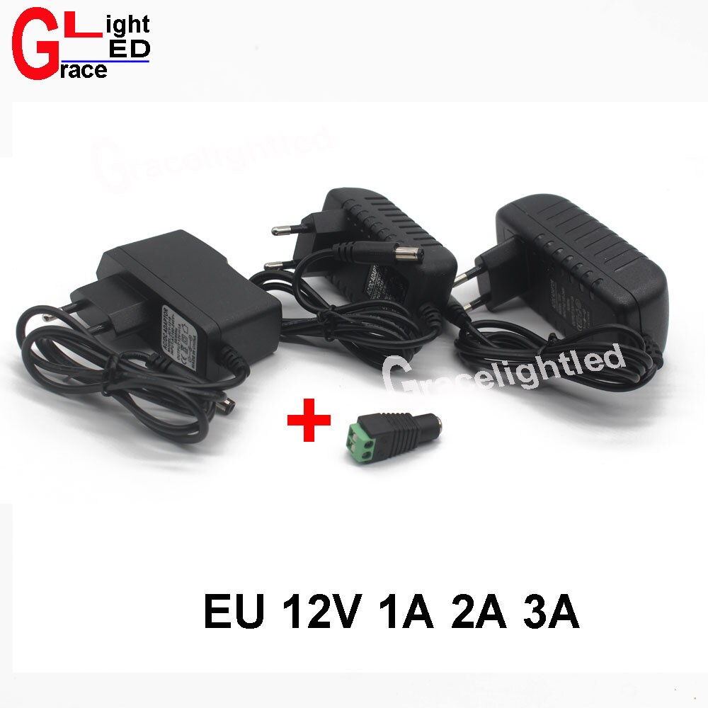 1 st EU Plug AC 100-240 V Naar DC 12 V 1A 2A 3A 12 W 24 W 36 W Voeding Adapter Cord voor LED Strip licht/Terminal connector