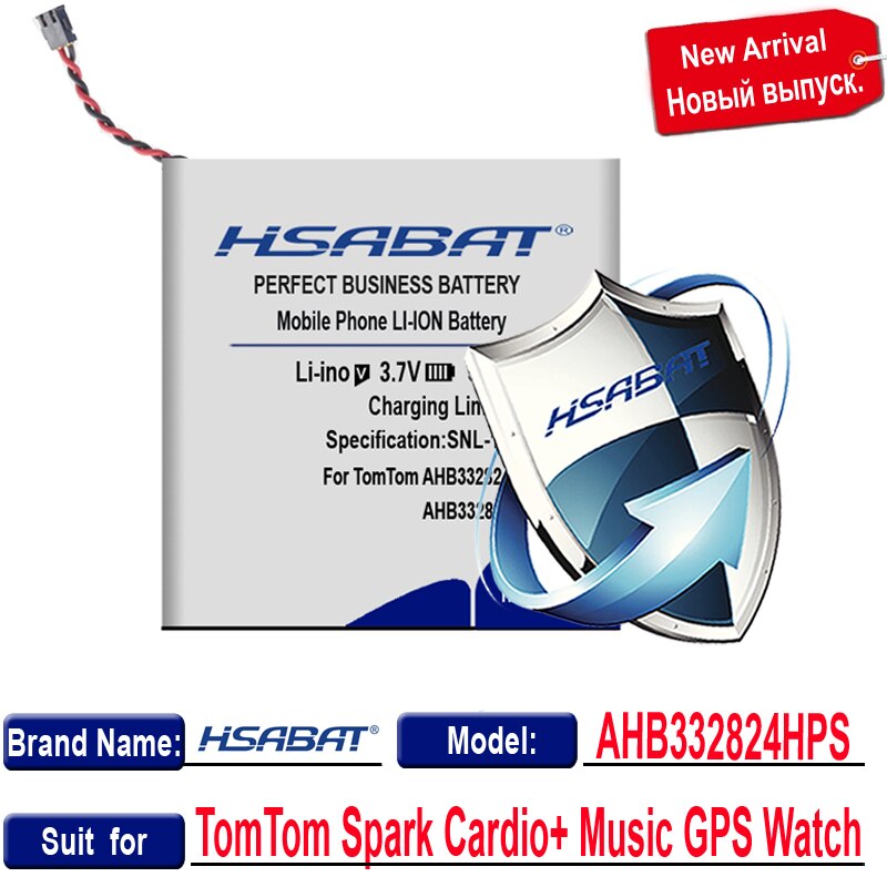 HSABAT AHB332824HPS 350mAh Battery for TomTom Spark Cardio+ Music GPS Watch Li Polymer Rechargeable Batteries