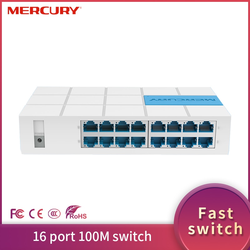 Plug & Play, mini 16 Poorten Ethernet Switch Kleine En Smart Hub Desktop Switch 16*10/100 Mbps RJ45 Poorten Netwerk Switchs, s116M