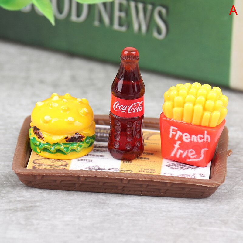 Dollhouse Trays Plates Mini Hamburg Food Dishes Kitchen Tableware Decor Toy for children Girls For Dollhouse Accessories: A