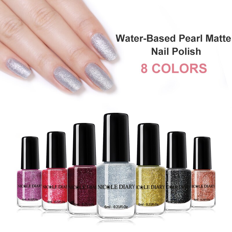 Nicole Dagboek 6 Ml Parel Matte Nail Art Polish Kleurrijke Shimmer Fast Dry Zilver Goud Nagellak Voor Nail Decoratie