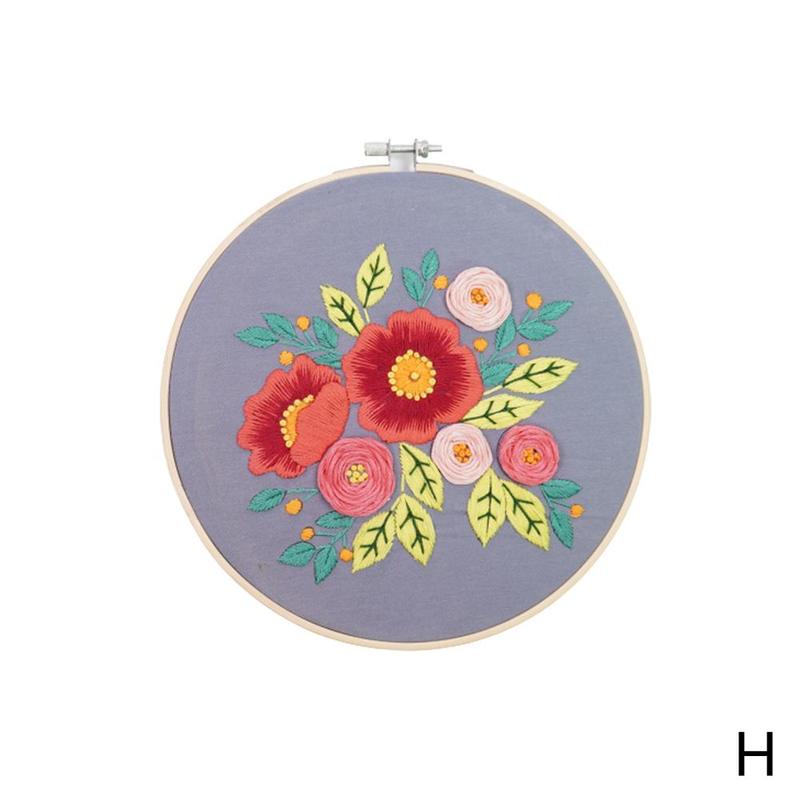 Borduurwerk Kit Hoepel Diy Bloemen Planten Patroon Cross Bag Stitch Kit Punch Cross Kit Naald Borduren Borduren Hand Stitc A3C8: H