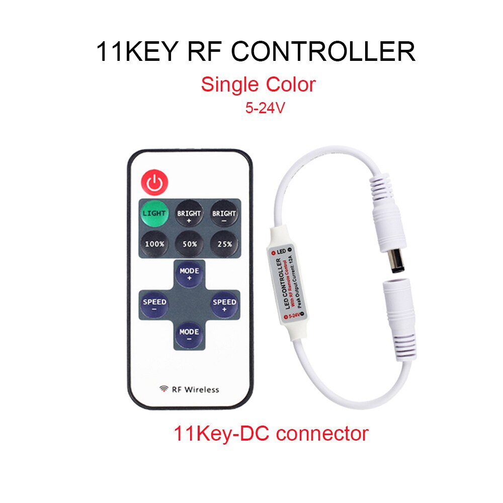 DC 12V-24V Led Controller 44 Keys 24 Keys LED RGB Controler 11 Keys 17 Keys RF Remote Dimmer For RGB 3528 5050 RGBW LED Strip: 11Key-DC