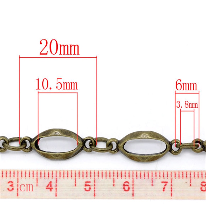 1M Doreen Box Links-Opened Chains Alloy Oval Bronze Silver Color For DIY Necklace Bracelet Jewelry Making Findings