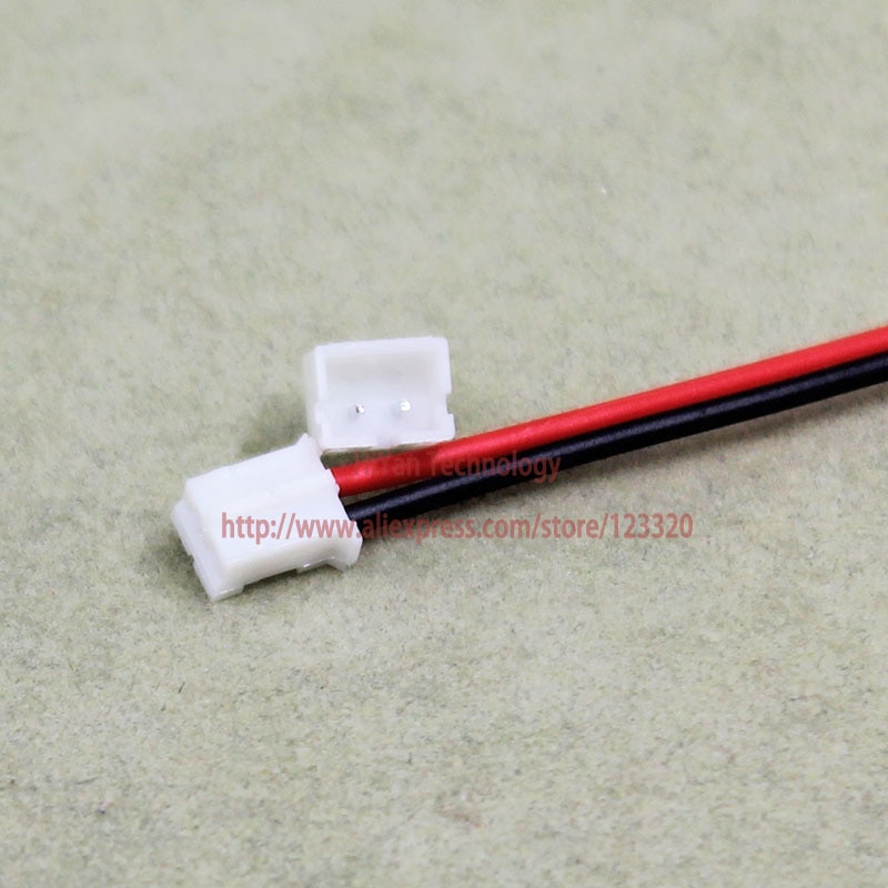 50 sæt mini micro  ph2.0 jst 2.0mm pitch 2 pinconnector med 1007 26 awg 100mm 150mm 200mm 250mm elektronisk wire kabel pin header