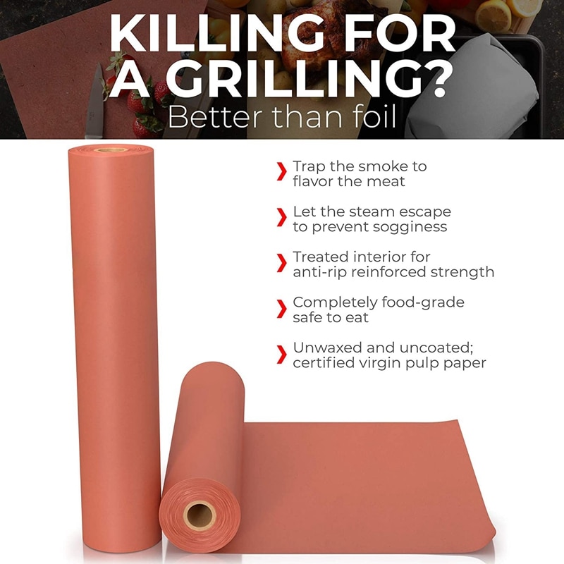 45.7cmx53. Pink Kraft Butcher Paper Roll Food Grade Peach Wrapping Paper for Smoking Meat of All Varieties