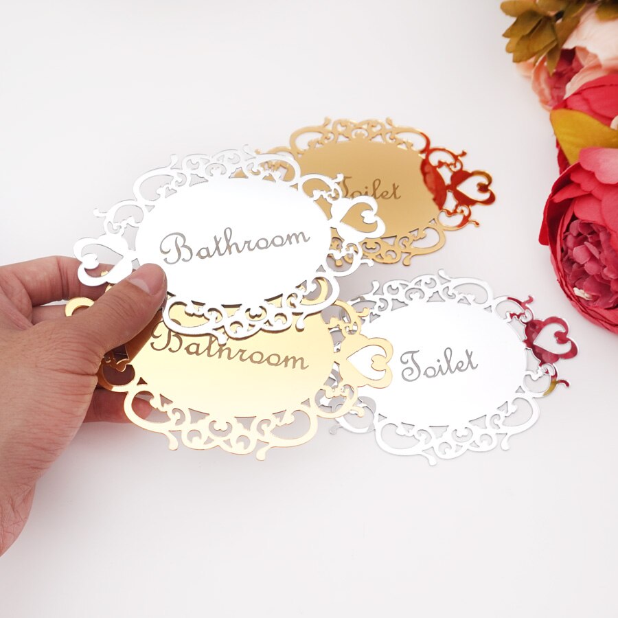 Bedroom Bathroom Toilet WC Door Sign Wall Sticker Signage Acrylic Mirror Oval Indicator Home Decor House Moving