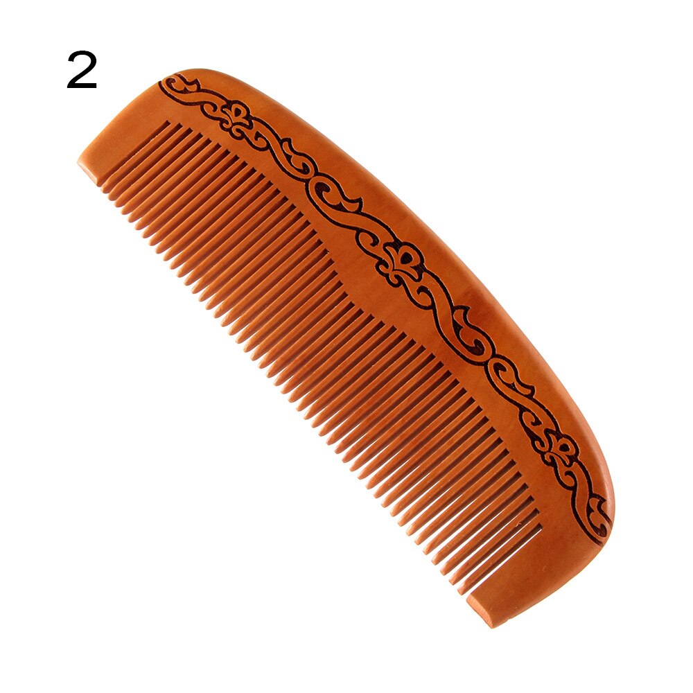 1 pc naturligt persikoträ handgjord fin tandkam antistatisk huvudmassage skägg klassisk kam hårstyling hårvårdsverktyg: 2