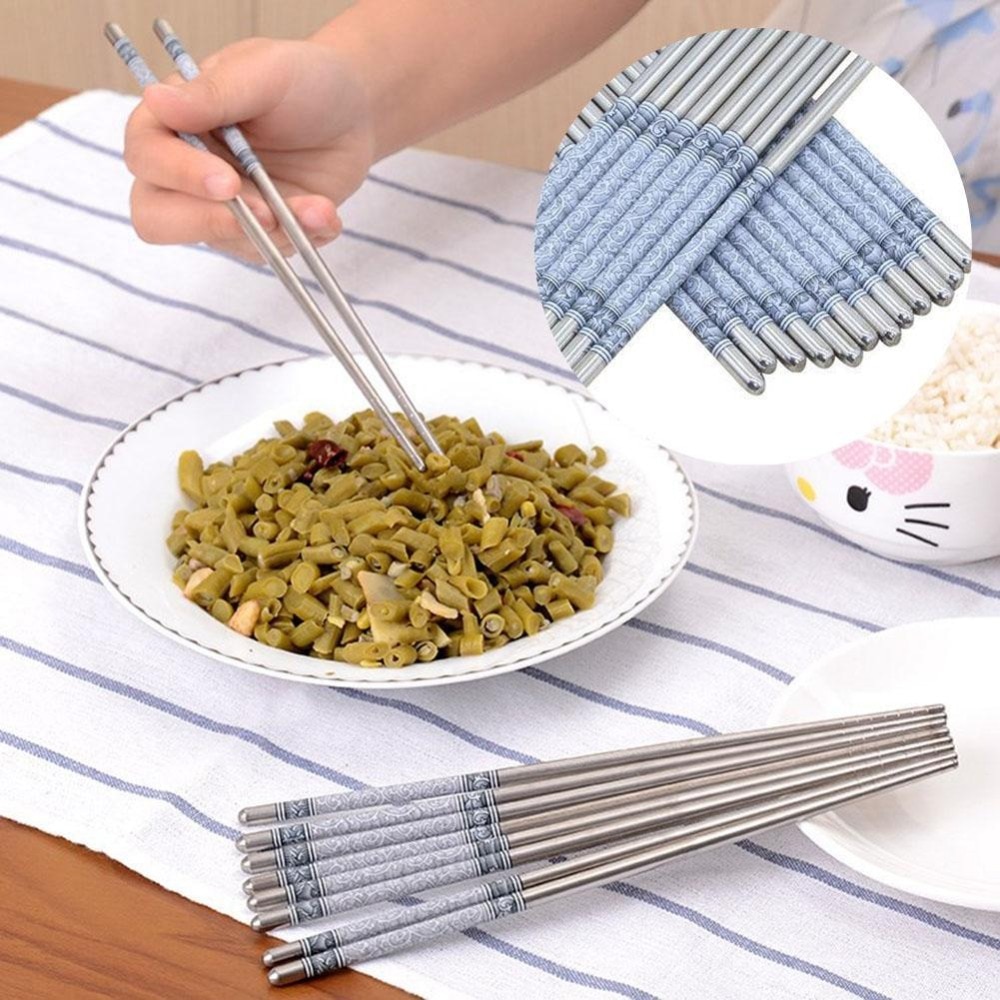 2 pares de palillos chinos, palillo de comida de acero inoxidable, , vajilla de cocina portátil, juego de palillos de corte, surtido